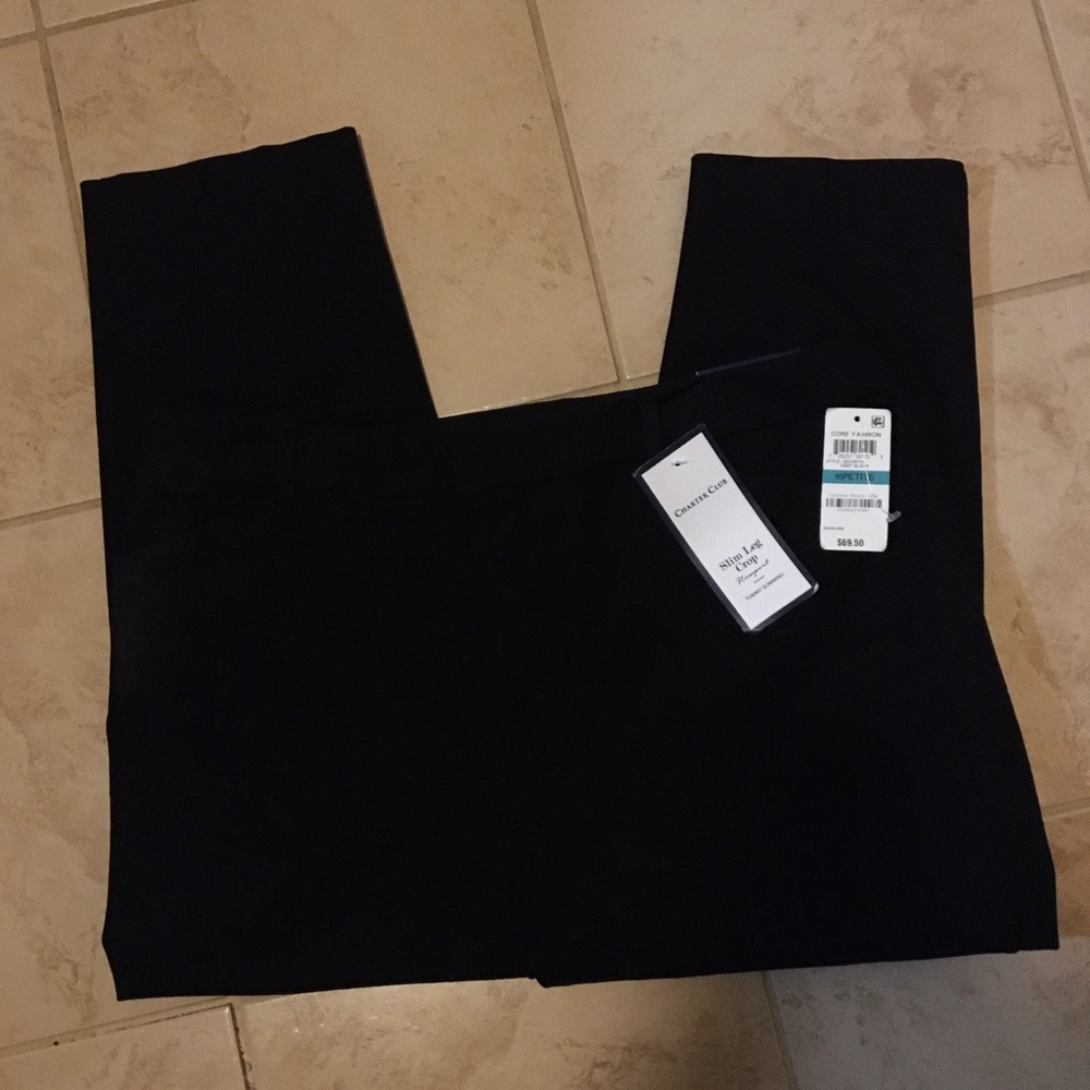 NWT CHARTER CLUB SLIM LEG CROP PANTS NWT P/16 - Picture 2 of 8